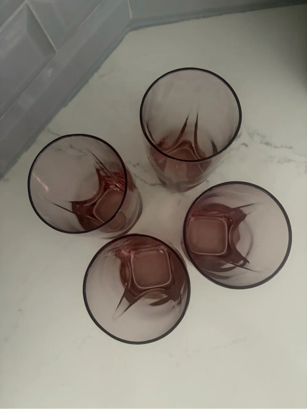 Libbey Imperial Drape Plum Set Of 4 16 Oz 6.5”Round Top Sq Base 6.75